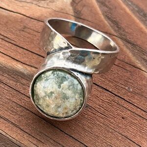 Or Paz Sterling Silver Roman Glass Ring